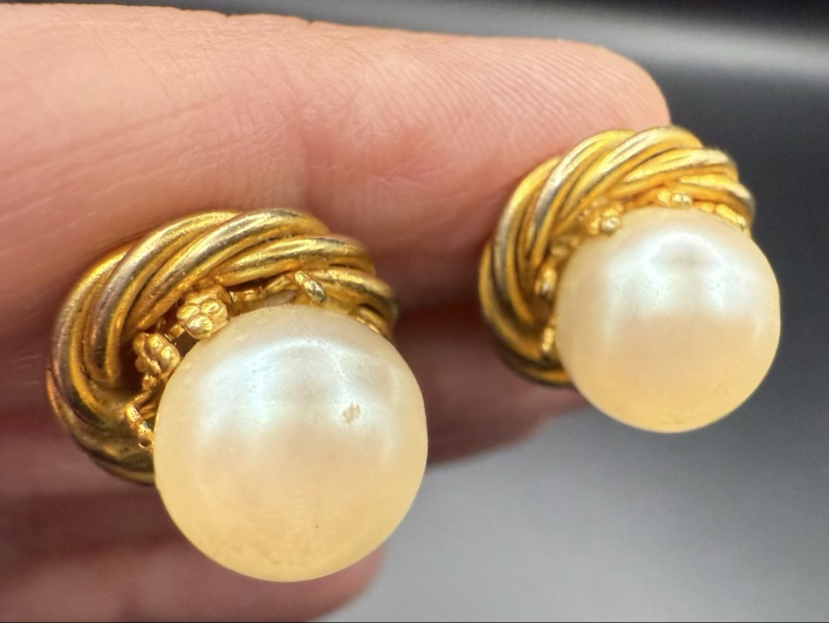 Orecchini pendenti & Orecchini a lobo: Vintage Goldfarbene Ohrringe mit Perlen, Clip – Usato da Lamone venduto da LaCantinaMagica 2