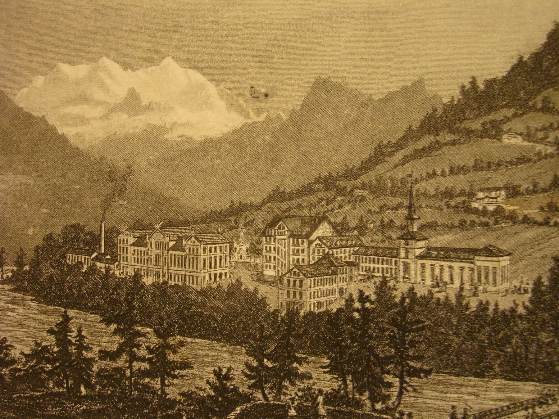 Incisioni: HEUSTRICH BAD, STAHLSTICH 1887 – Usato da Grüningen venduto da Kartensammler 2