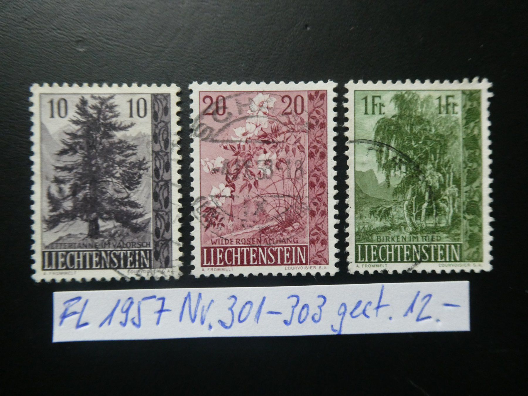 Tutti i francobolli: FL 1957 Nr. 301-303 gestempelt – Usato da Lausen venduto da Herbamare01
