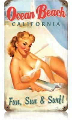 Schilder: Blechschild - OCEAN BEACH - CALIFORNIA - 45 x 30 cm – Neu (gemäss Beschreibung) aus Rupperswil von big-one-sale