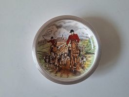 Aschenbecherchen  Porzellan & Silber 925er  engl. Jagdszene