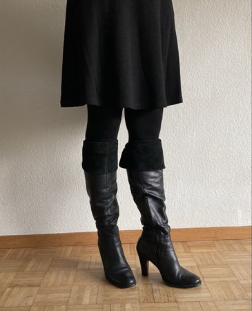 Bronx Overknee Stiefel aus Leder, Schwarz, Gr. 40