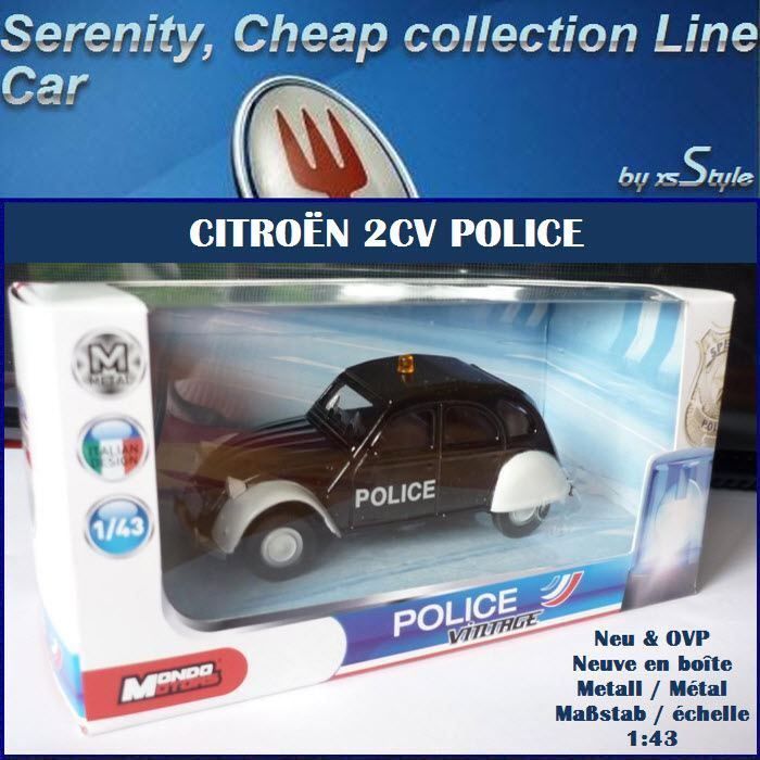 Modèle Réduit Citroën 2CV 6 Police Mossos D'Esquadra 1/36 - Bleu Métal - Marque Altaya