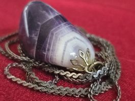 Pendentif améthyste véritable, chaîne en argent