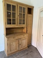 Buffet schrank holz massiv vitrinenteil schubladen offen