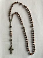 Antiker Rosenkranz mit Kreuz Holzperlen Kette