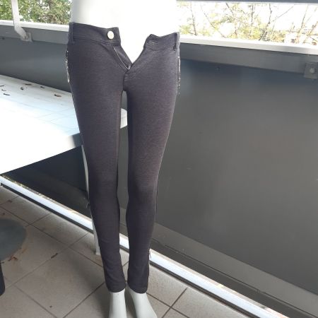 Dunkelgraue Leggings mit Reissverschluss, Grösse XS