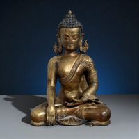 Buddha Figur vergoldete Bronze Nepal Skulptur c 50 Jahre alt