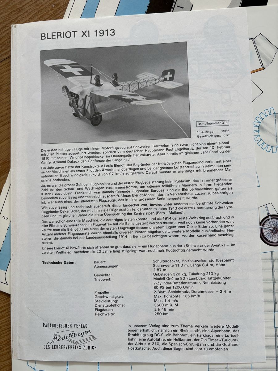 Bastelsets: 3x Modellbogen Bleriot- Rigi- Rheinschiff - 80-90er – Neu (gemäss Beschreibung) aus Zweisimmen von Domii 5