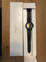 Credit Suisse Uhr Schwarz Leder Armband mit Goldmotiv guter