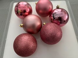 Weihnachten 6 Stk. Kugeln altrosa