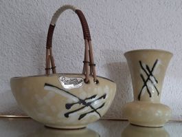 Vintage 50er 60er Jahre Carstens Keramik Körbchen und Vase