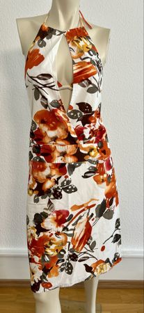 Boss Hugo Neckholder Kleid Gr. 34 Blumenmuster & Rückenfrei