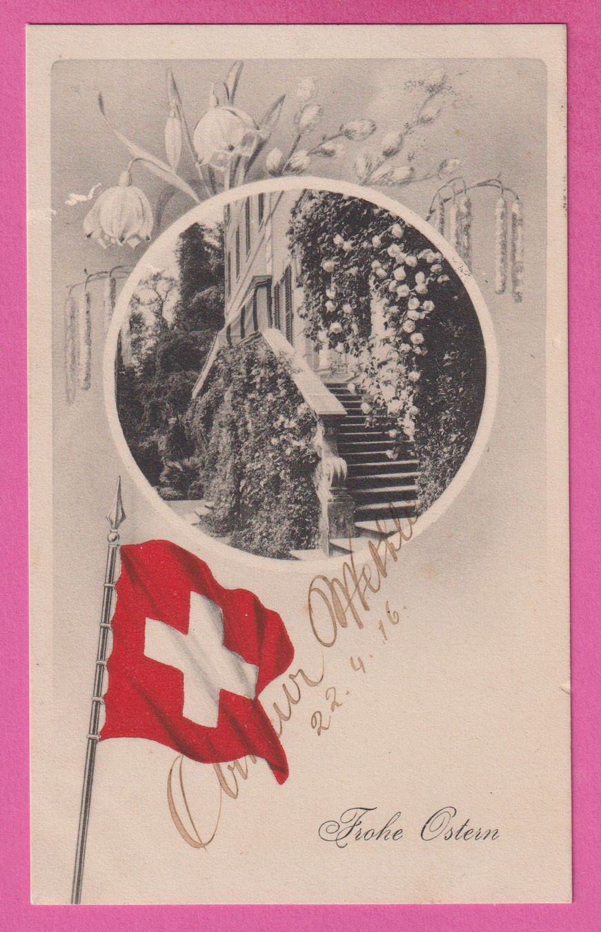 Cartoline postali: Frohe Ostern gel 1916 – Usato da Einsiedeln venduto da dillie