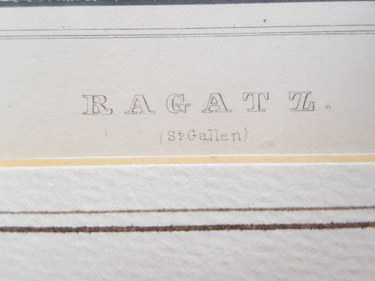 Stiche: Antiker gerahmter Stahlstich "Ragatz" um 1865 – Gebraucht aus Näfels von SuEdHe 4