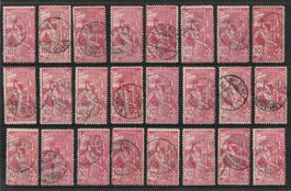 gutes Doubletten Lot, 78A, UPU 1900, 10 Rp rot gestempelt