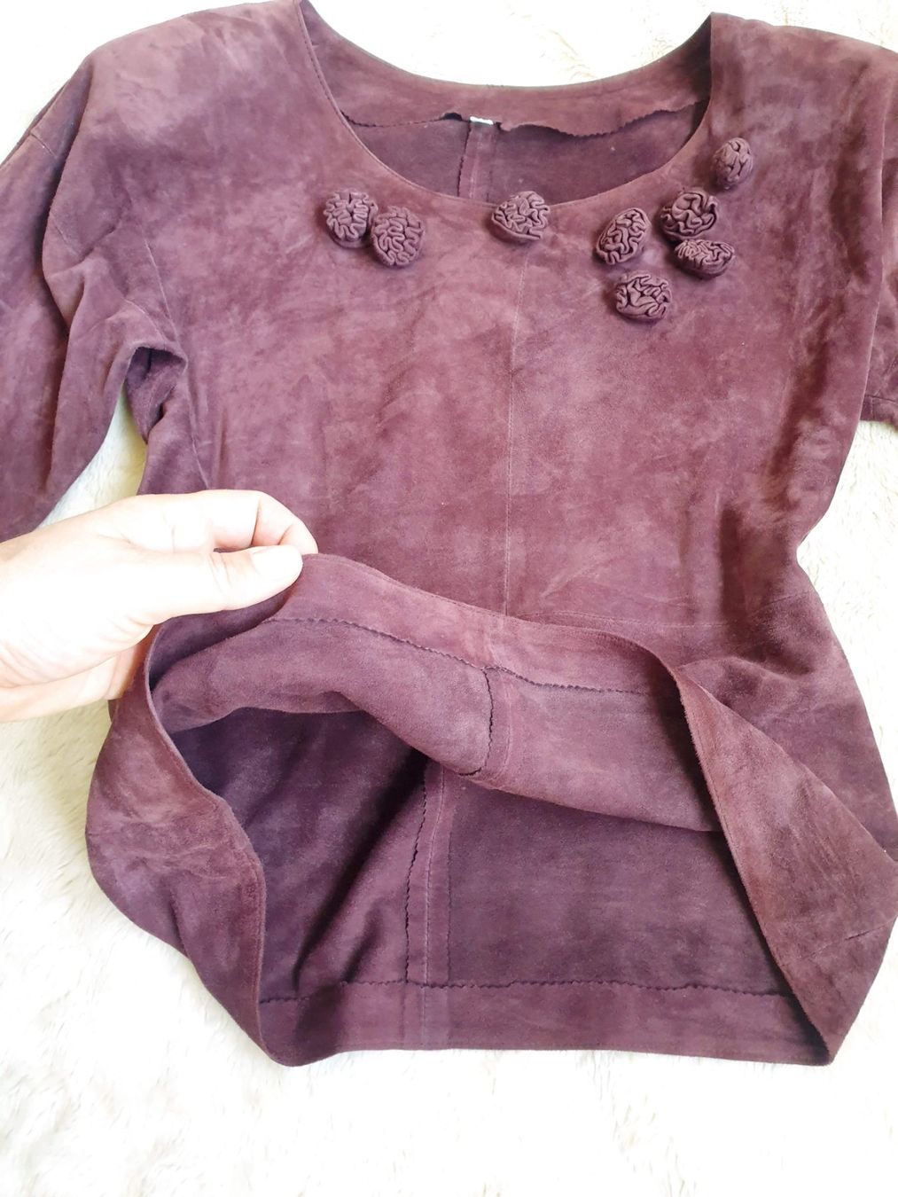 Tuniques: LEDER EINZELSTÜCK PULLOVER S 36 , TOP ZU JEANS ROCK HOSE – D'occasion à Elsau par the-colorful-side