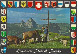 Gruss  vom  Stoos  ob  Schwyz  -  Stoos mit Mythen, Alpruf
