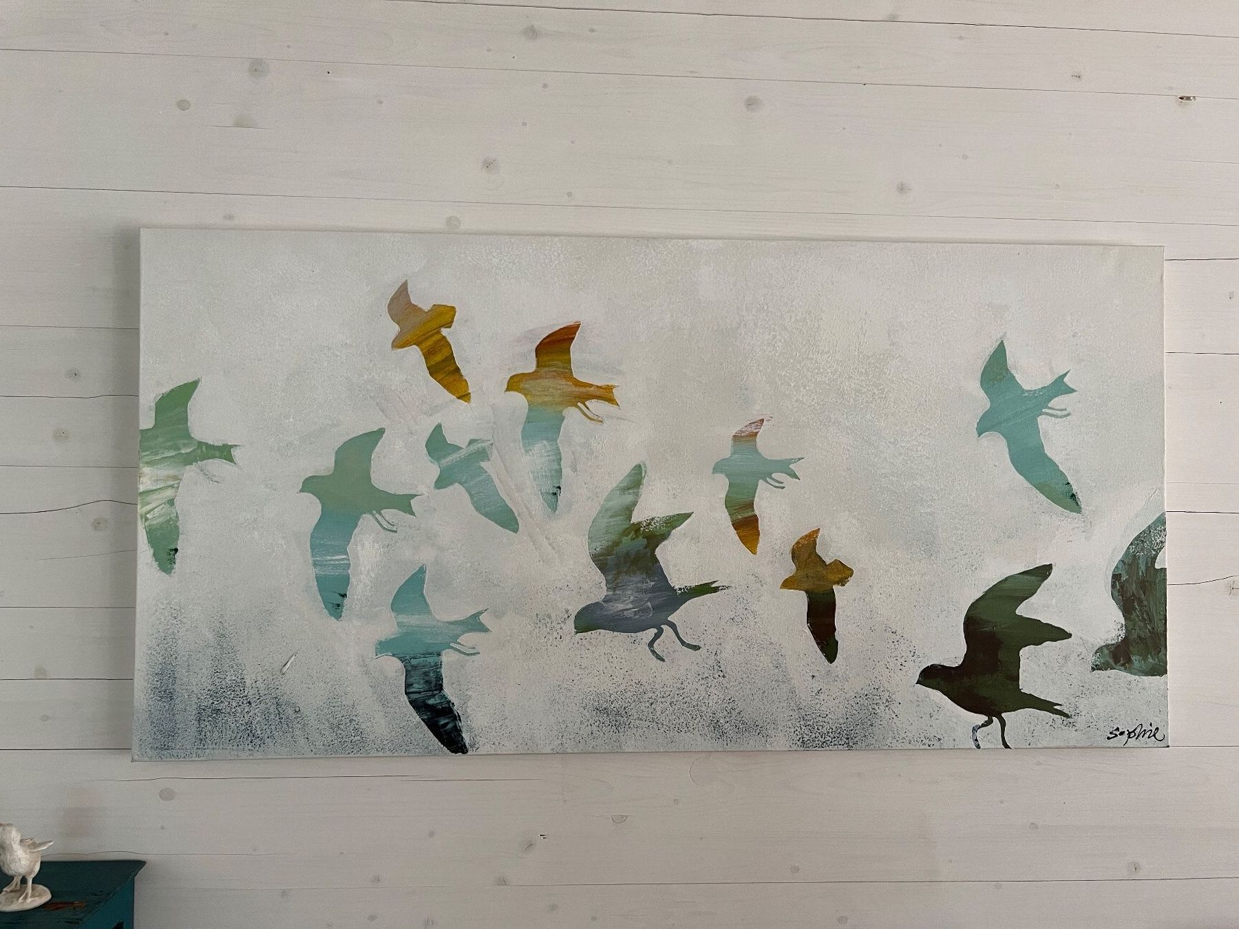 Foto & Immagini: Bild Vögel im Flug, 140 x 70 cm – Usato da Merzligen venduto da Paxi01