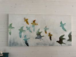 Bild Vögel im Flug, 140 x 70 cm