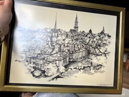 Original Handdruck Bern, 1976, gerahmt, Suissse Art, Unikat