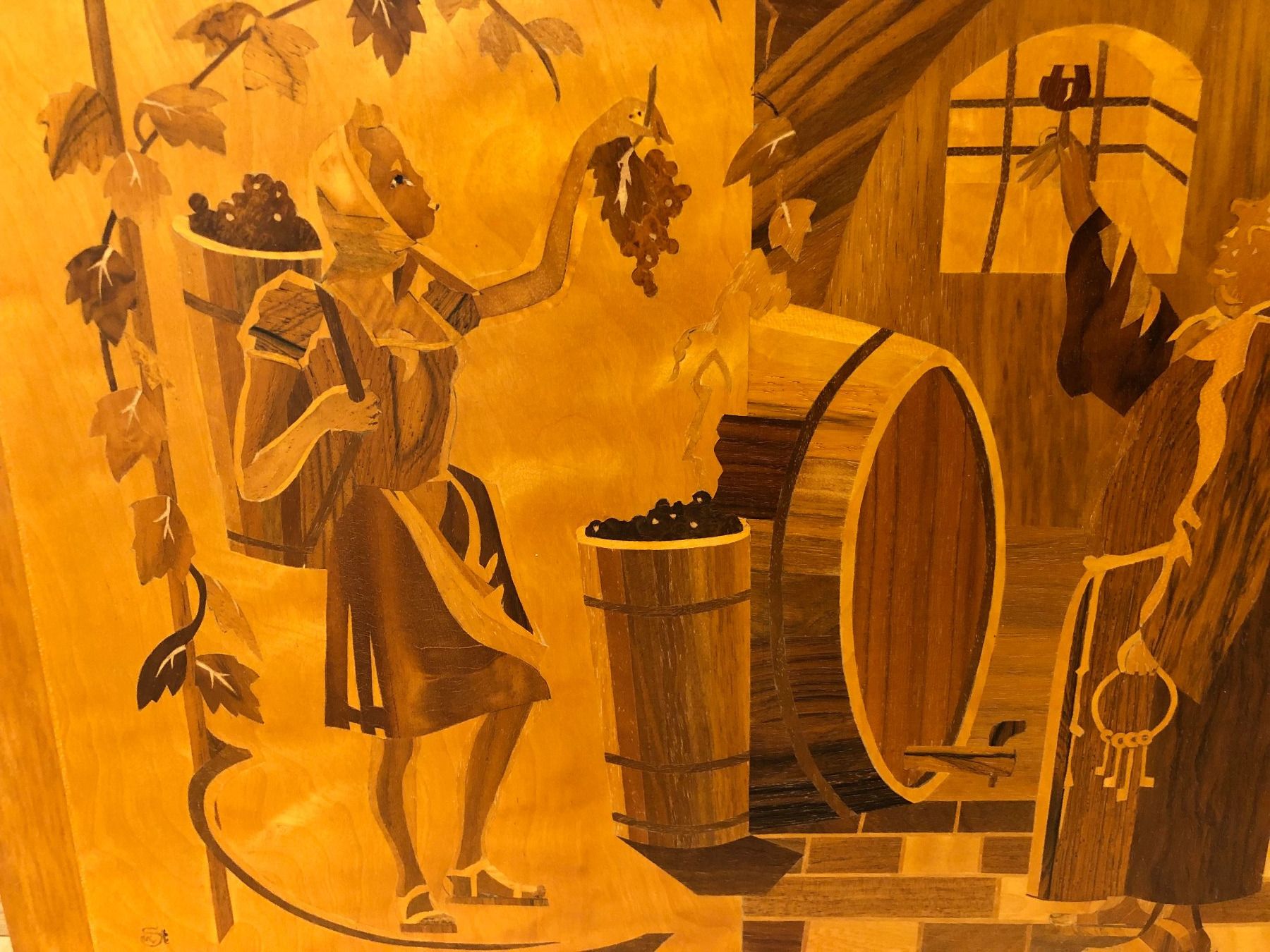 Dipinti: Intarsien Bild "Weinernte", von Hand gefertigt – Usato da Innertkirchen venduto da Urbachtal 1