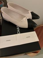Chanel Ballerinas white black quilted new in box