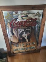 grosser Coca-Cola Spiegel Holzrahmen Vintage