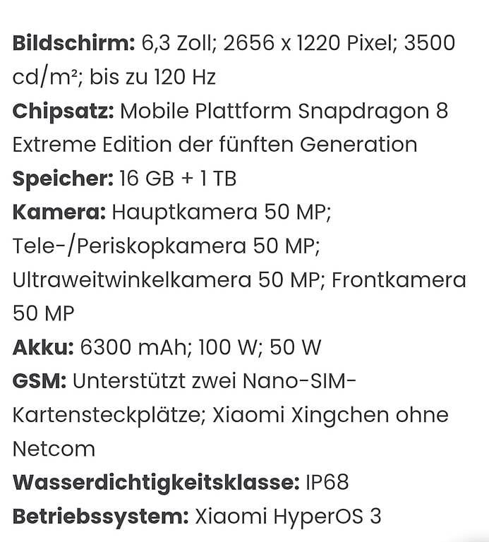 Xiaomi Telefoni cellulari / Smartphones: Xiaomi 17Pro 1TB schwarz – Usato da Murten venduto da Emancarena 1