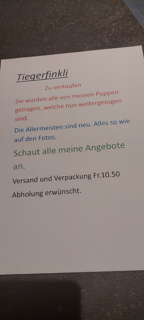 Puppen: Puppen Tiegerfinkli  – Neu (gemäss Beschreibung) aus Muri AG von nindo1 6