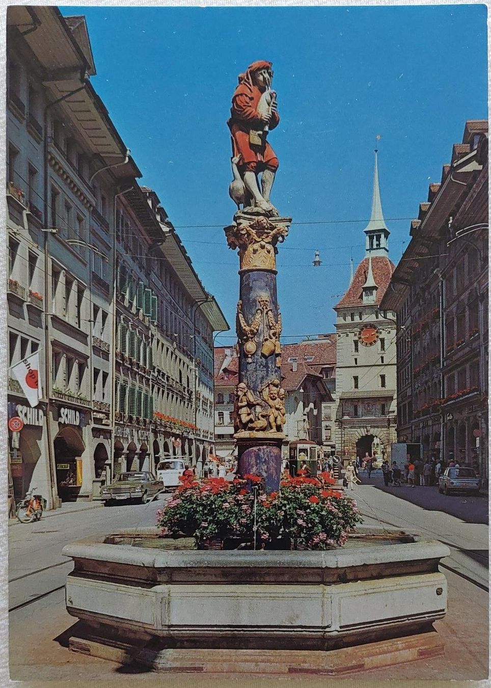 Ansichtskarten: BERN - Dudelsackpfeiferbrunnen – Gebraucht aus Delémont von Domdom1