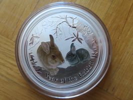 Lunar II Münze Hase 2011 / 2 OZ Silber Farbe