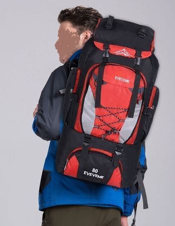 Top Wander und Reise - Rucksack 80L Rot