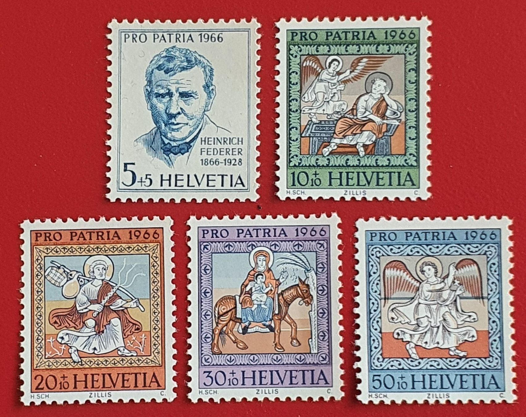Tutti i francobolli: PRO PATRIA SATZ 128 - 132 1966** POSTFRISCH – Nuovo (secondo la descrizione) da Düdingen venduto da Quartierstrasse