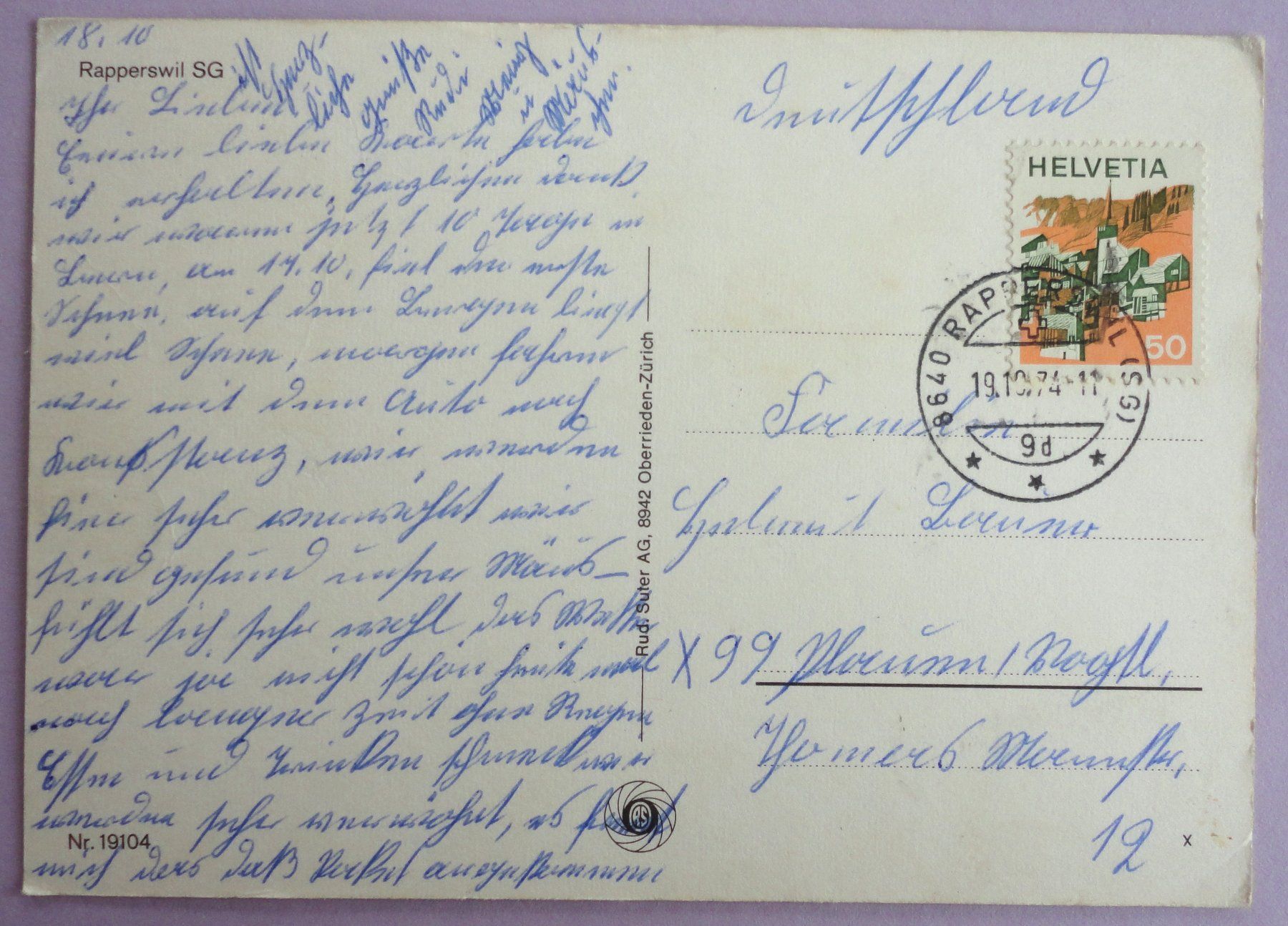 Cartoline postali: Rapperswil SG – Difettoso da Fétigny venduto da Billy2miny 1
