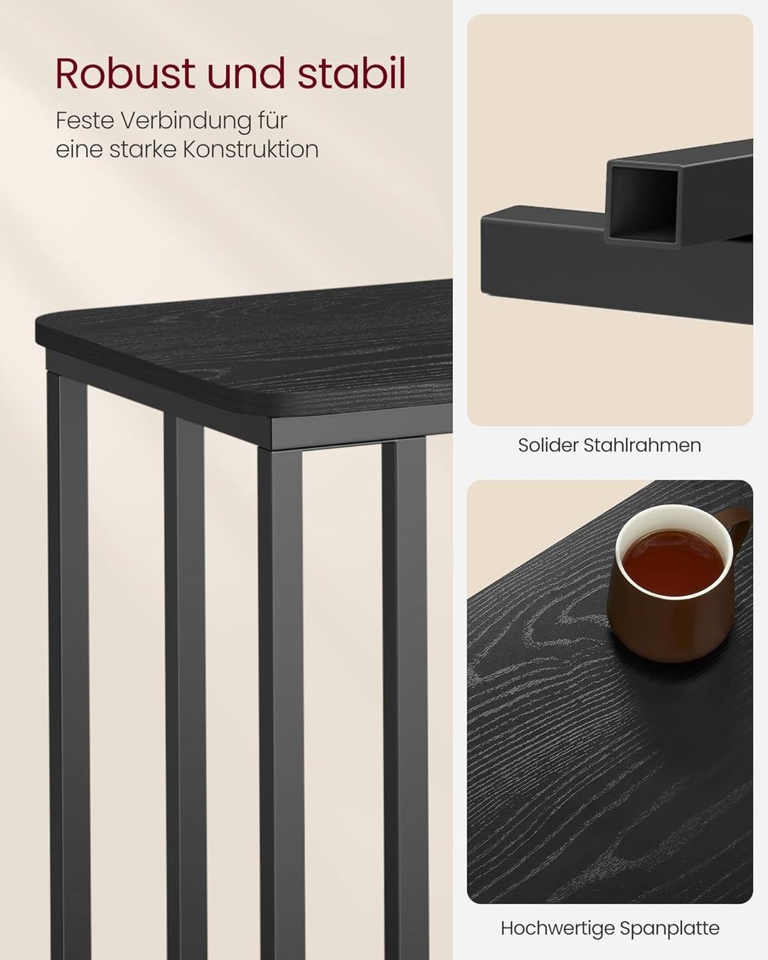 Tische: Beistelltisch C-Form mit Rollen Sofatisch Metall schwarz – Neu und originalverpackt aus Zürich von jasminleut 5