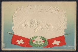 Litho Luzern, Löwen-Denkmal, Kranz mit 