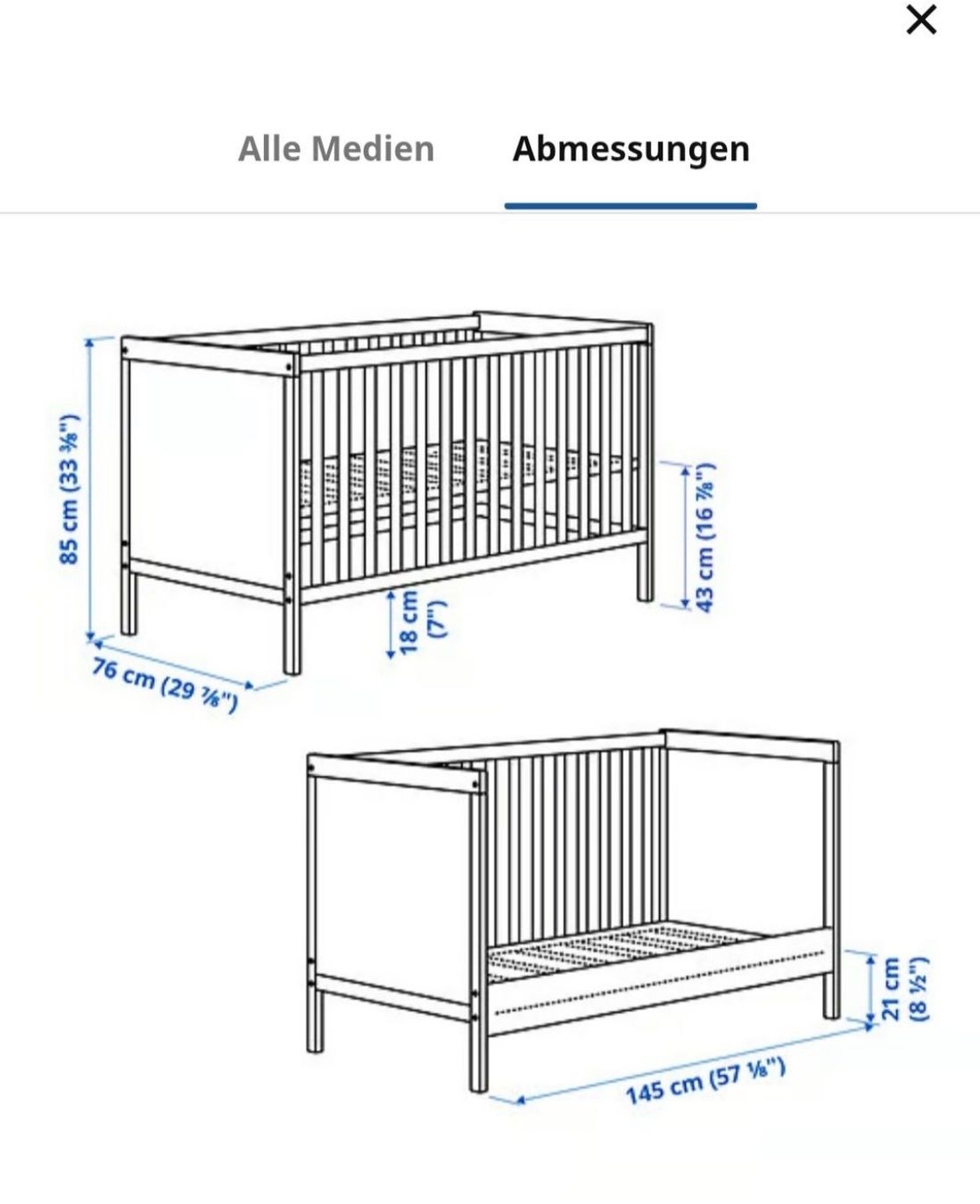 Ikea Letti: Babybett Sundvik grau – Usato da Bad Ragaz venduto da eli_hy8c 3