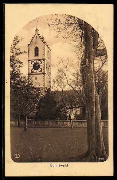 Ansichtskarten: AK Sumiswald, Kirchturm mit Uhr – Gebraucht aus Berlin von bartko-reher