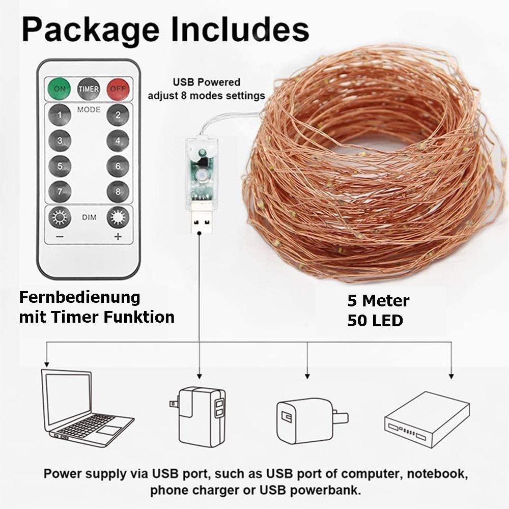 Ghirlande e barre luminose: LED Beleuchtung USB mit Fernbedienung – Nuovo e nell'imballaggio originale da Diepoldsau venduto da preisparadies-ch 1