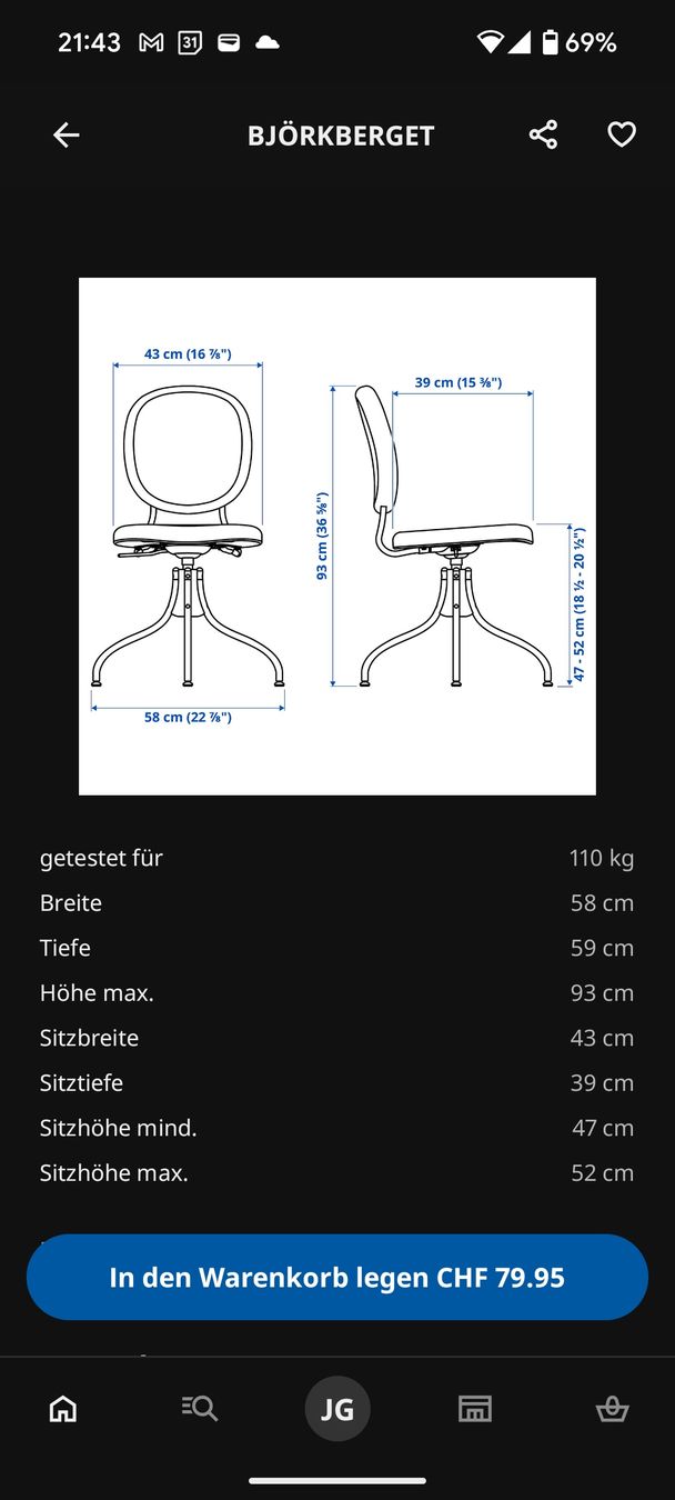 Ikea Sedie: Björkberget Bürostuhl Idekulla blau, Ikea – Usato da Zürich venduto da Jegra2 3