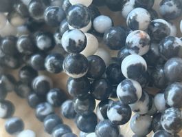 Strang echte black and white beads 6 mm