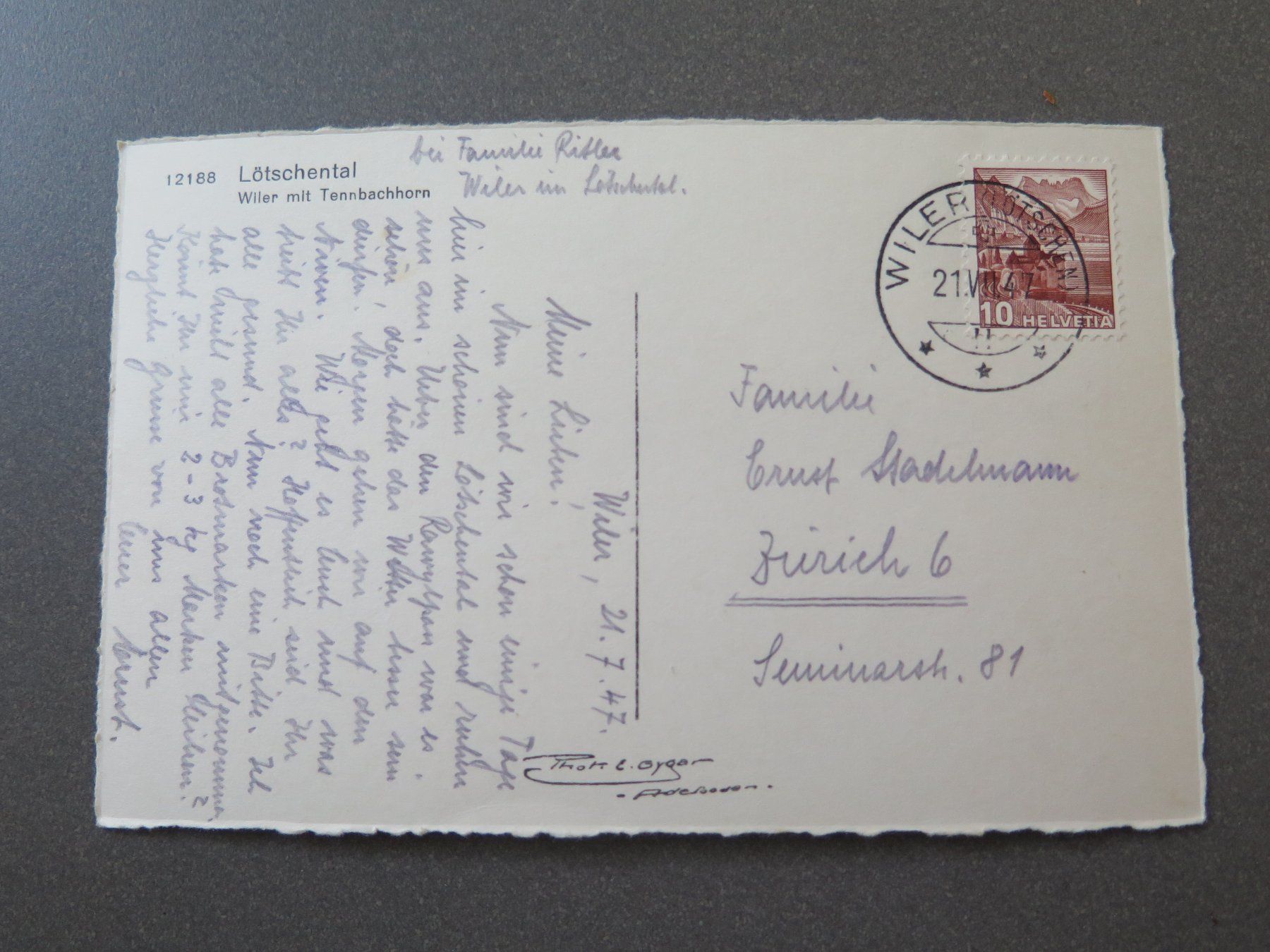 Cartoline postali: LÖTSCHENTAL - WILER MIT TENNBACHHORN – Usato da Wittenbach venduto da lipasal 1