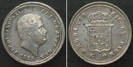 DUE SICILIE Carlino da 10 Grana 1855, FERDINANDO II argento
