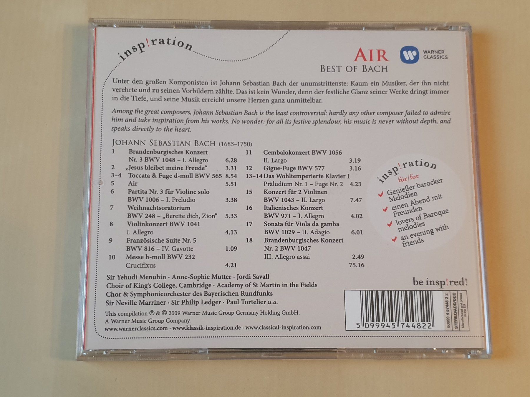 CDs: Air Best of Bach – Gebraucht aus Stansstad von collectorsshop 1