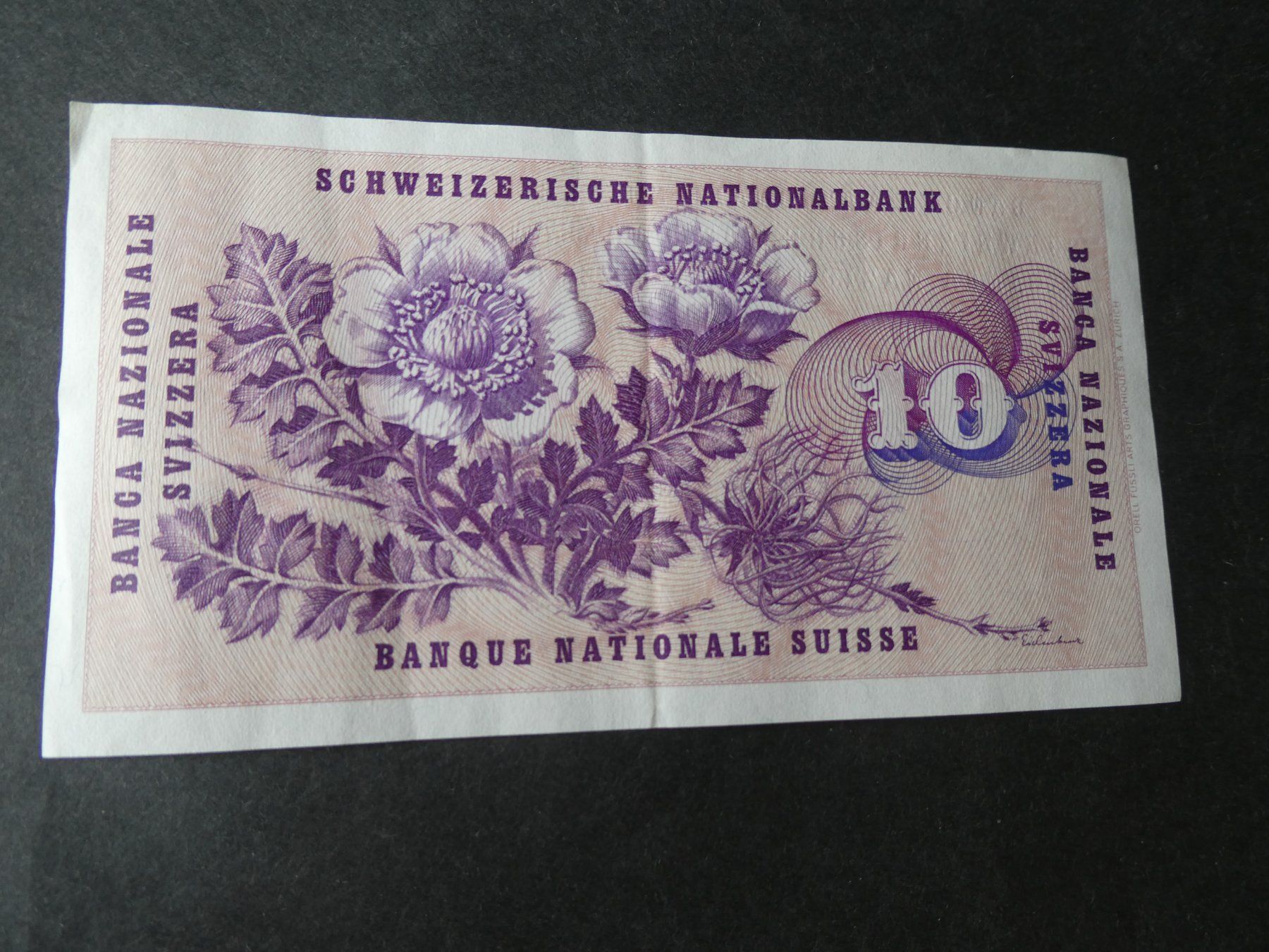 Banknoten: Schweiz 1970, 10 Franken – Gebraucht aus Hinterforst von Rohusri 1