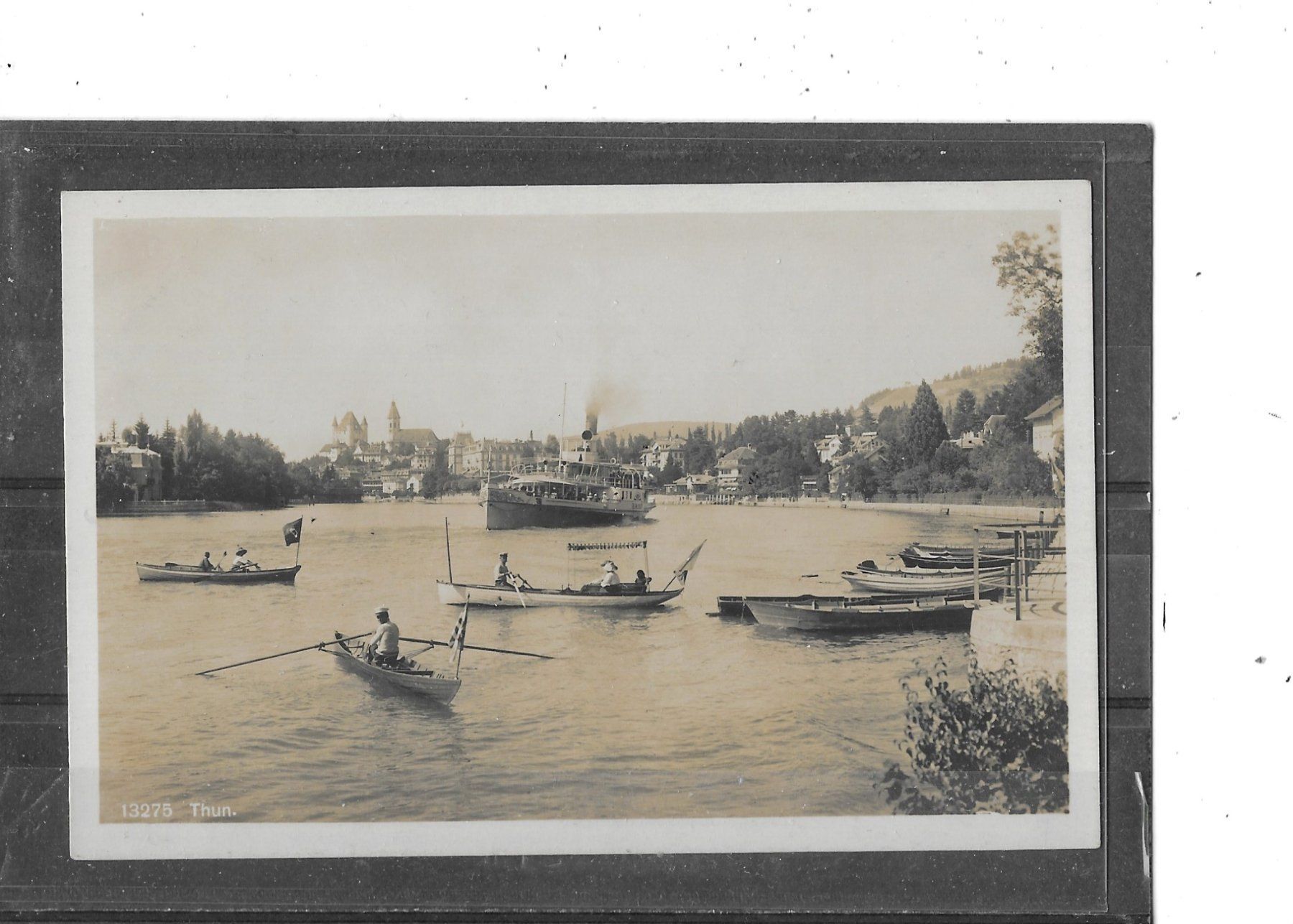 Cartoline postali: BE Thun mit Dampfschiff und Ruderboot – Usato da Schocherswil venduto da Wilare