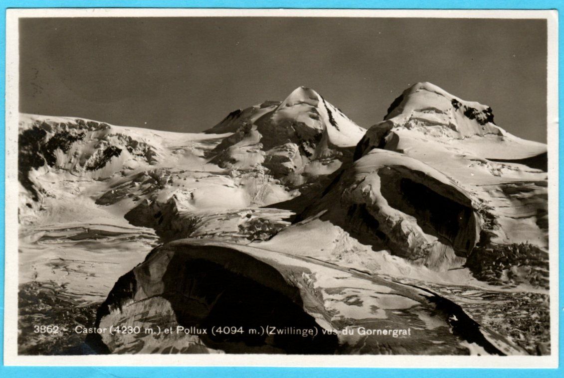 Cartoline postali: Castor Pollux Vue du Gornergrat 1924 – Usato da Zürich venduto da Sion2006