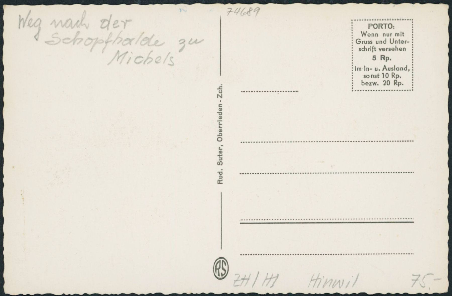 Cartoline postali: ZH Hinwil – Nuovo (secondo la descrizione) da Schindellegi venduto da dolpitz 1