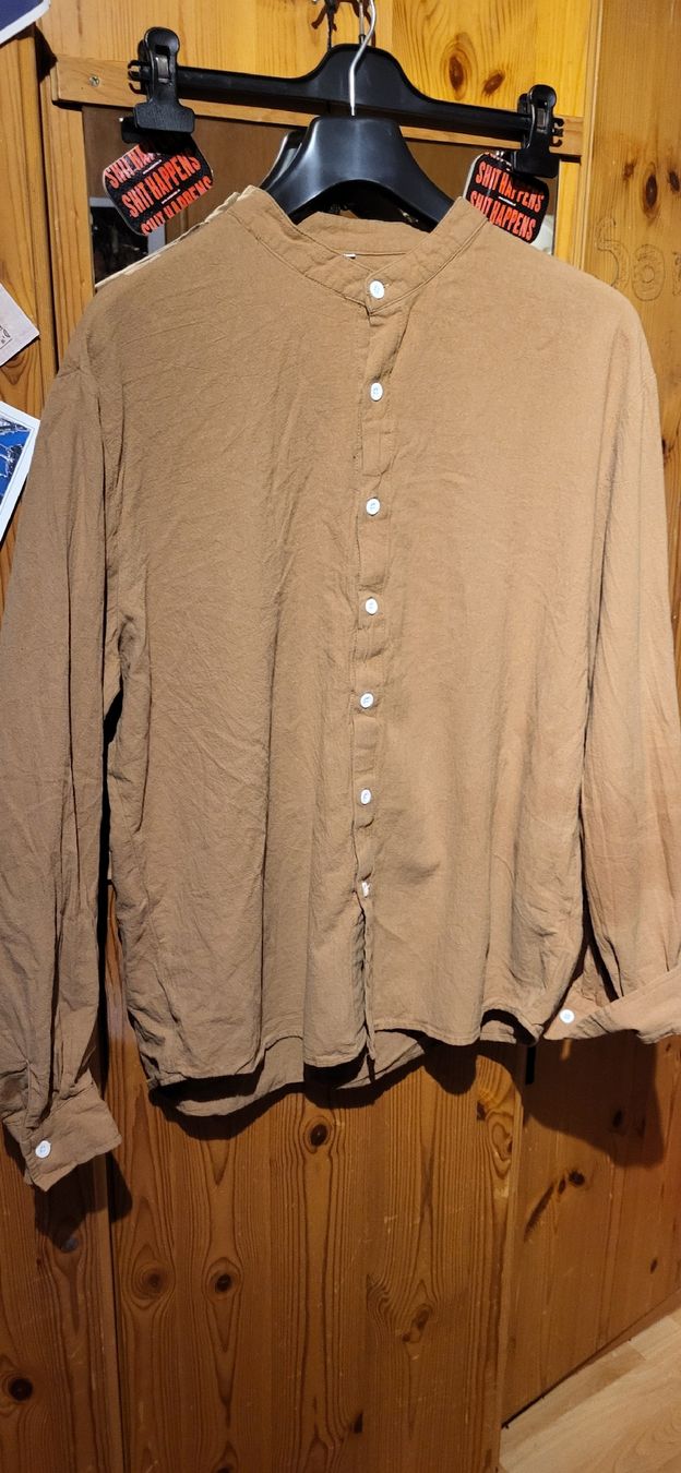 Camicie: Herrenhemd Langarm hellbraun , gr XXL. Baumwolle grob – Usato da Schweizersholz venduto da fuchs06